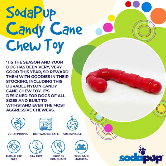 SodaPup Candy Cane Nylon Dog Toy Aggressive Chewers | USA Made