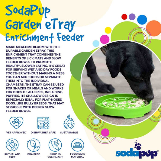 SodaPup Garden Design eTray Shallow Slow Feeder Dog Bowl Enrichment | USA