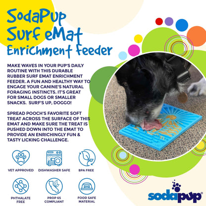 SodaPup Surf's Up eMat Small Lickmat Dogs Cats | Beach-Themed Design