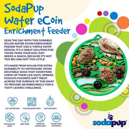 SodaPup Water Nylon eCoin Durable Enrichment Snacking Coin Dogs | USA-Made Lick Mat Alternative