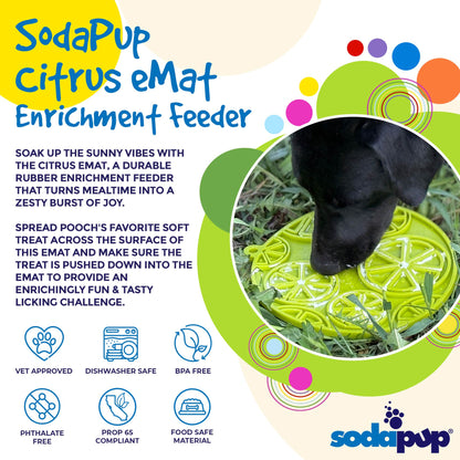 SodaPup Citrus Design eMat Enrichment Lick Mat Dogs Cats Suction Cups | USA Made