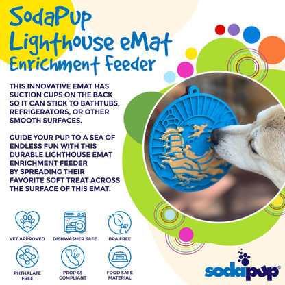SodaPup Lighthouse eMat Enrichment Lick Mat Dogs Cats Suction Cups | USA Made