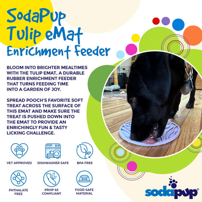 SodaPup Tulip Design eMat Enrichment Lick Mat Dogs Cats Suction Cups | USA Made