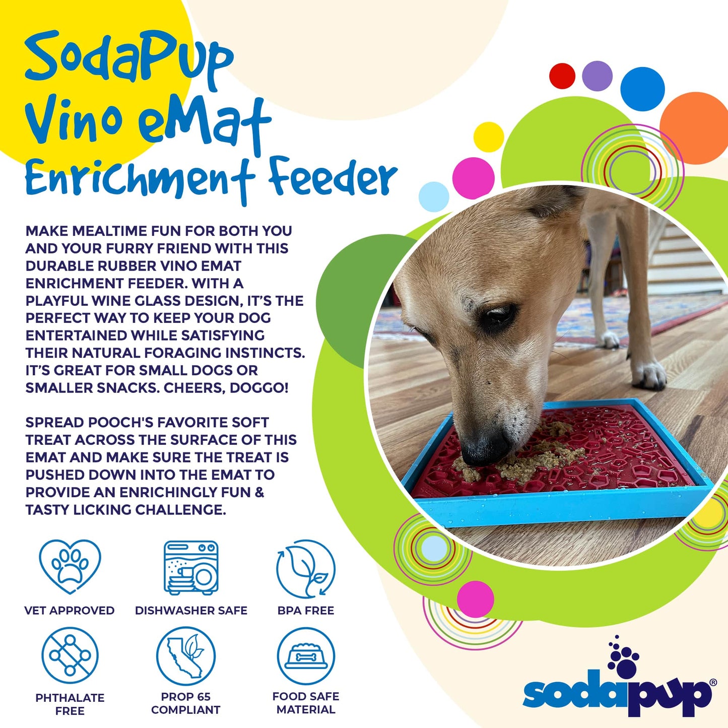 SodaPup Vino Dog eMat Enrichment Lick Mat Dogs Cats | Wine-Inspired Design|