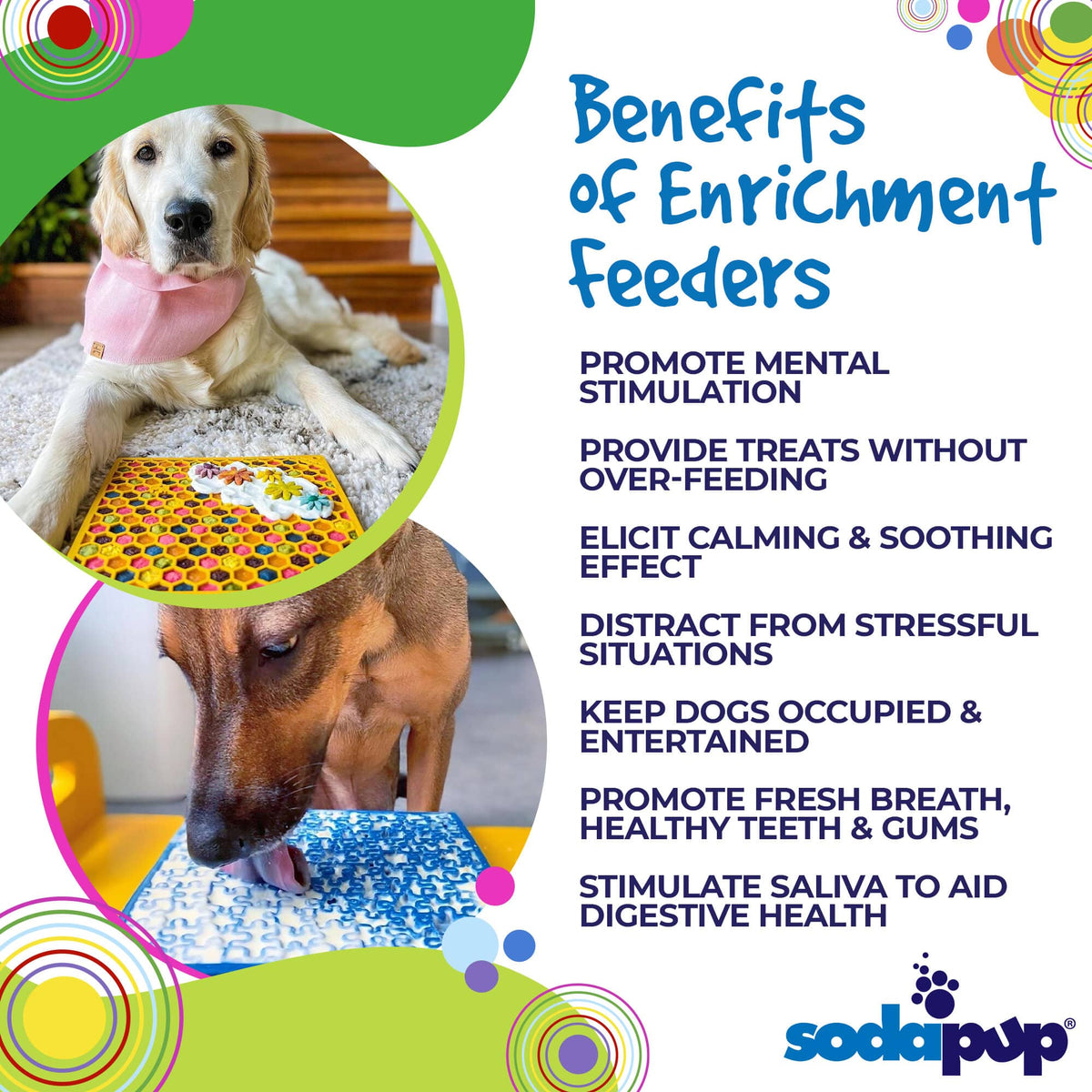 Jigsaw & Honeycomb Dog Lick Mat Bundle | 2-Pack Large eMat Set | SodaPup