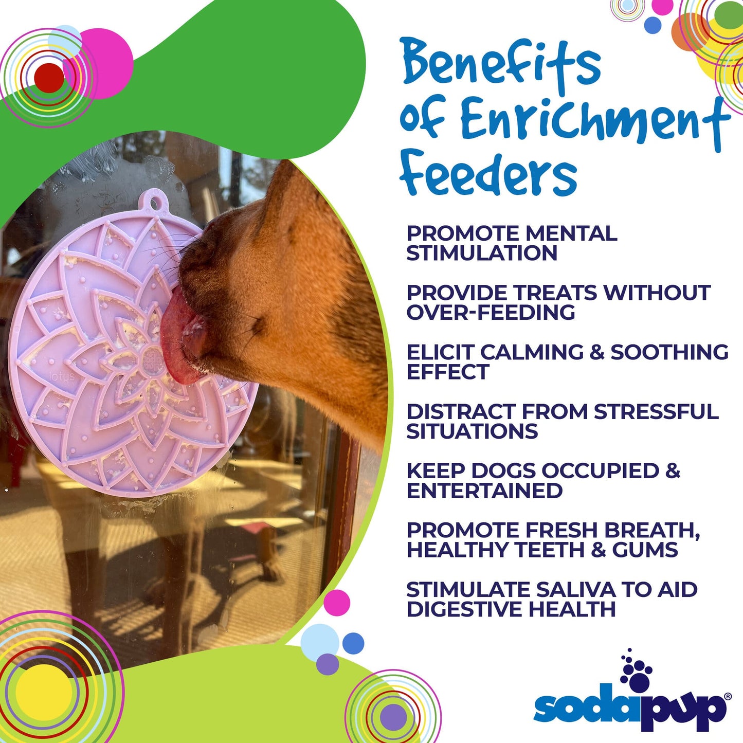 SodaPup Lotus Design emat Enrichment Lick Mat Dogs Cats Suction Cups | USA Made