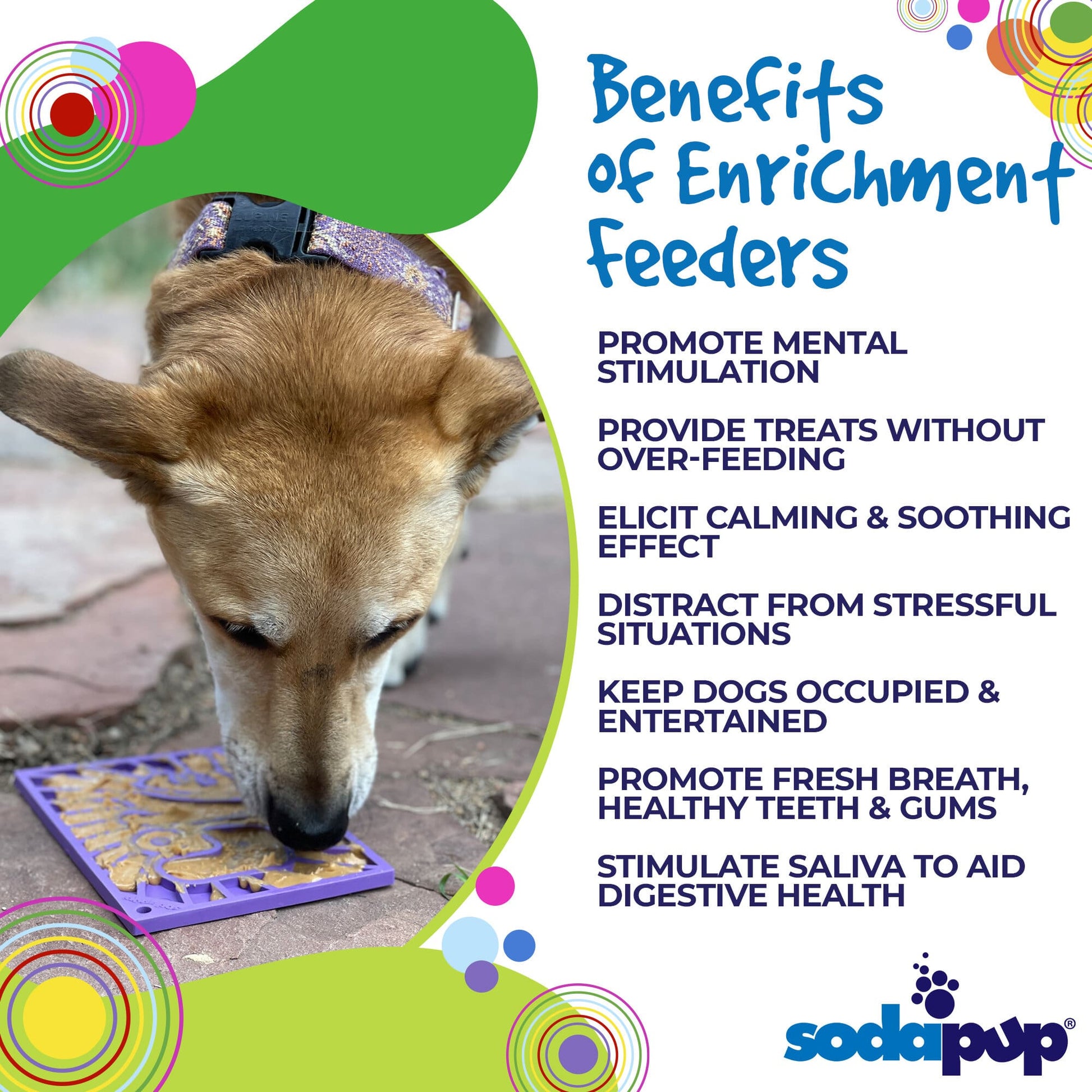 SodaPup Groovy Love eMat Small Enrichment Lick Mat| Retro Peace & Design |