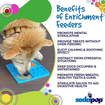 SodaPup Dog Lick Mat Bundle 3 eMat Enrichment Mats + Peanut Butter | Anxiety Relief & Slow Feeder Set