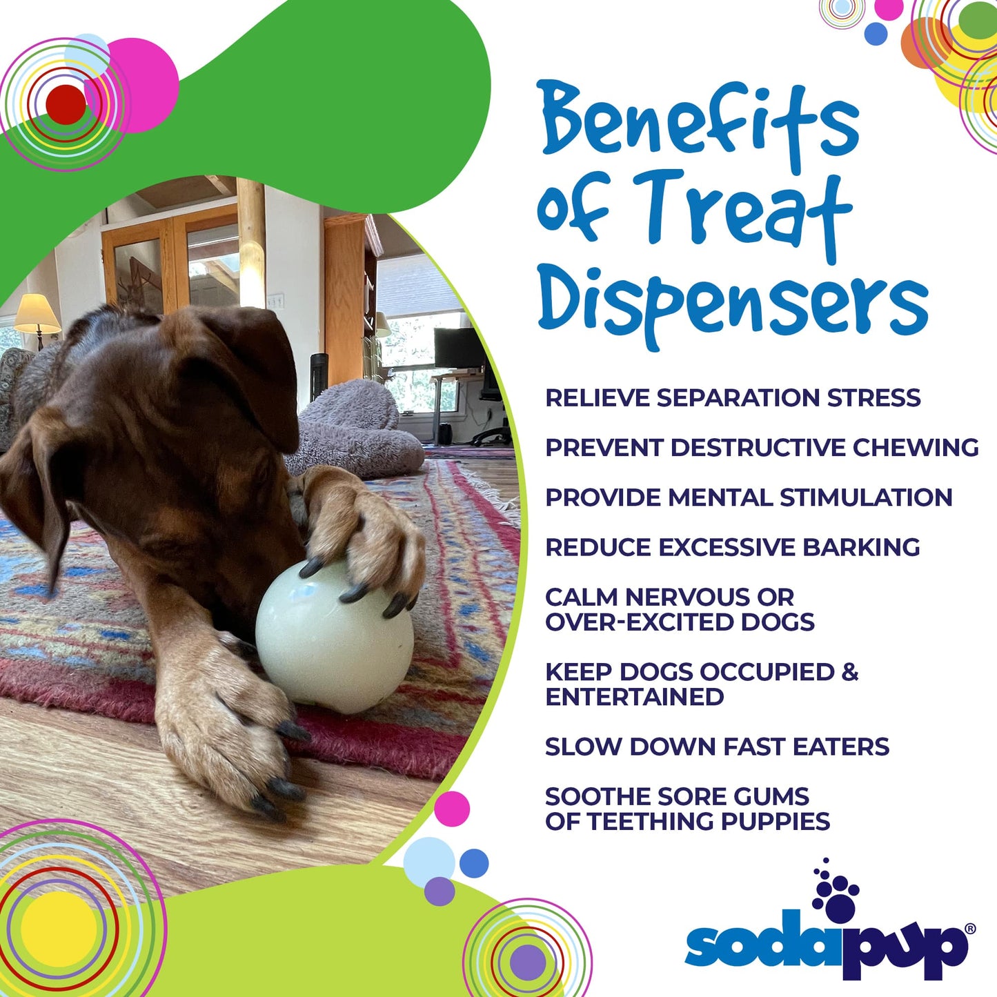 SodaPup 4" Glow-in-the-Dark Dog Ball Treat Dispenser & Water Toy | USA Made