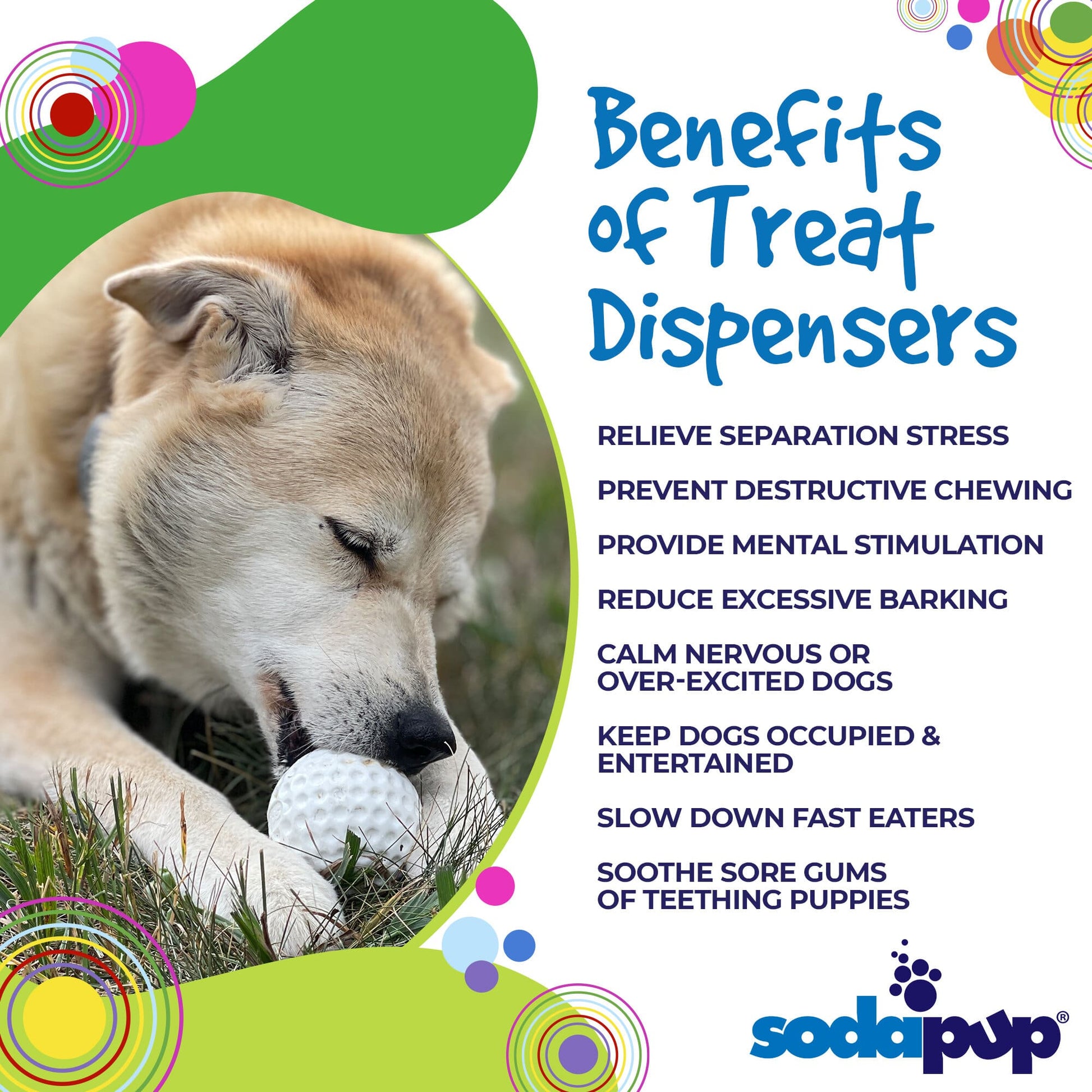 SodaPup Golf Ball Rubber Dog Chew Toy Power Chewers | Floating Treat Dispenser USA Made