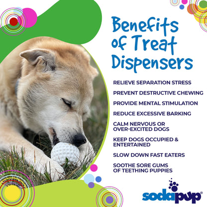 SodaPup Golf Ball Rubber Dog Chew Toy Power Chewers | Floating Treat Dispenser USA Made