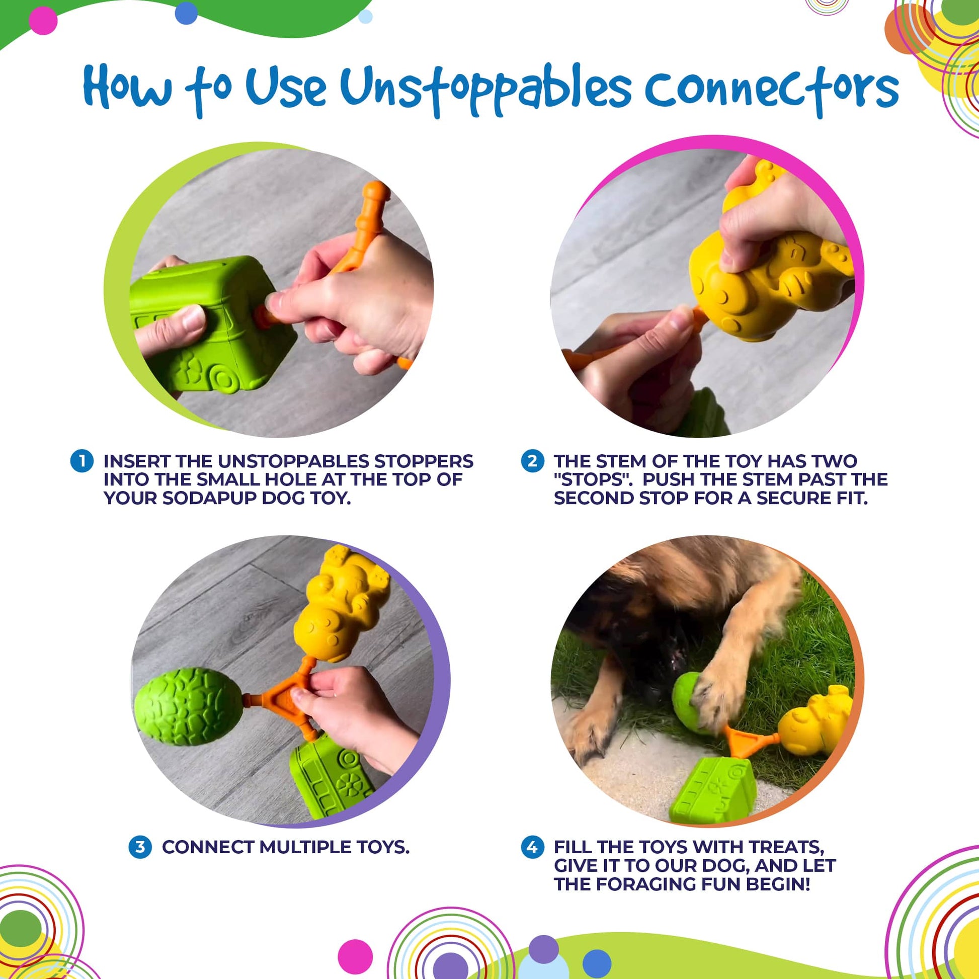 SodaPup Unstoppables Connectors Rubber Treat Dispensers 2 Pack