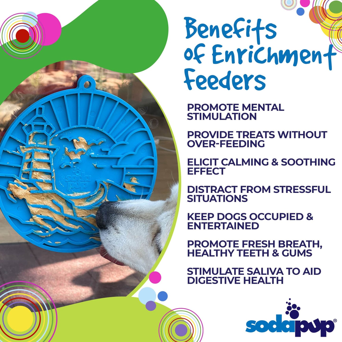 SodaPup Dog Lick Mat Bundle 3 eMat Enrichment Mats + Peanut Butter | Anxiety Relief & Slow Feeder Set