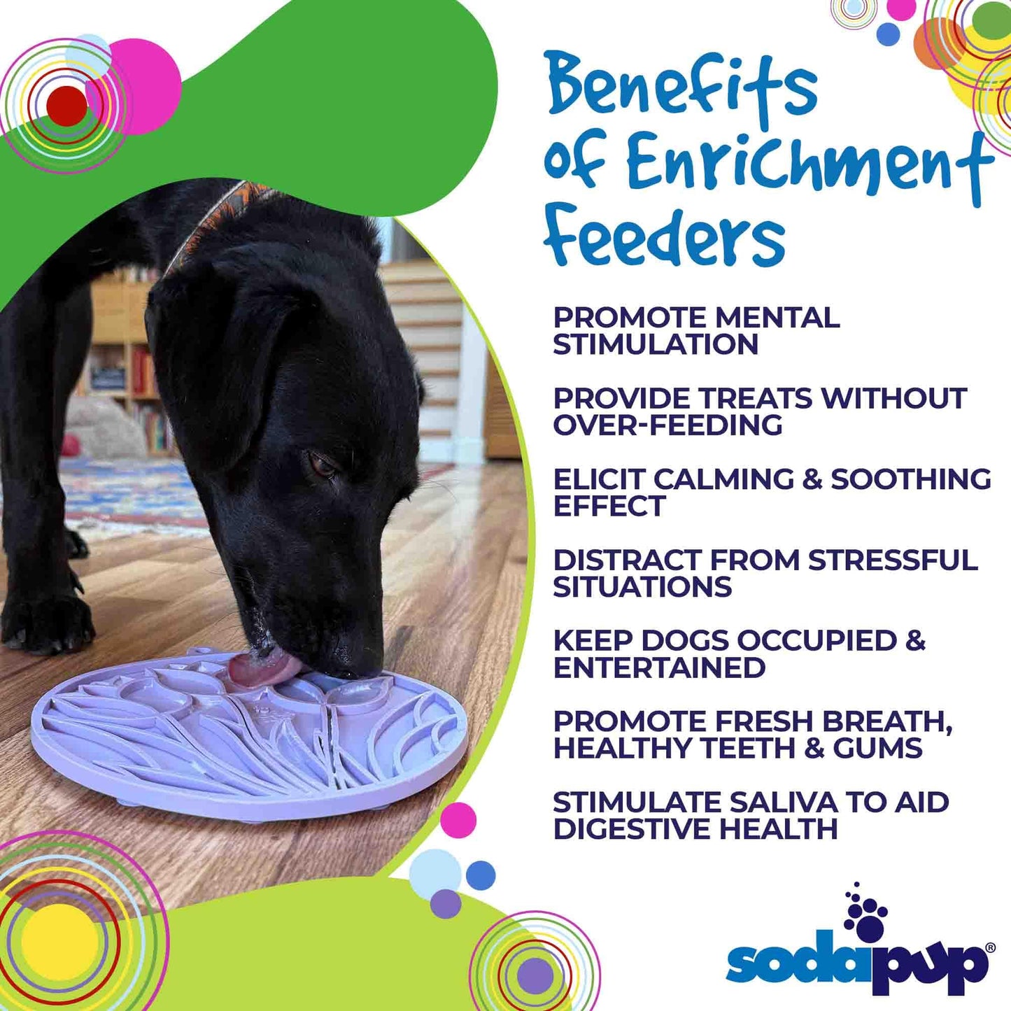 SodaPup Tulip Design eMat Enrichment Lick Mat Dogs Cats Suction Cups | USA Made