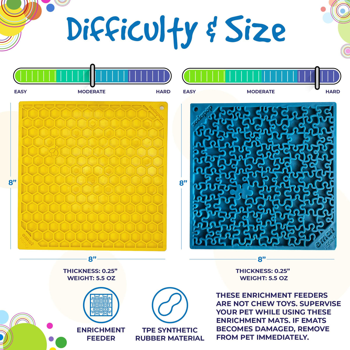 Jigsaw & Honeycomb Dog Lick Mat Bundle | 2-Pack Large eMat Set | SodaPup