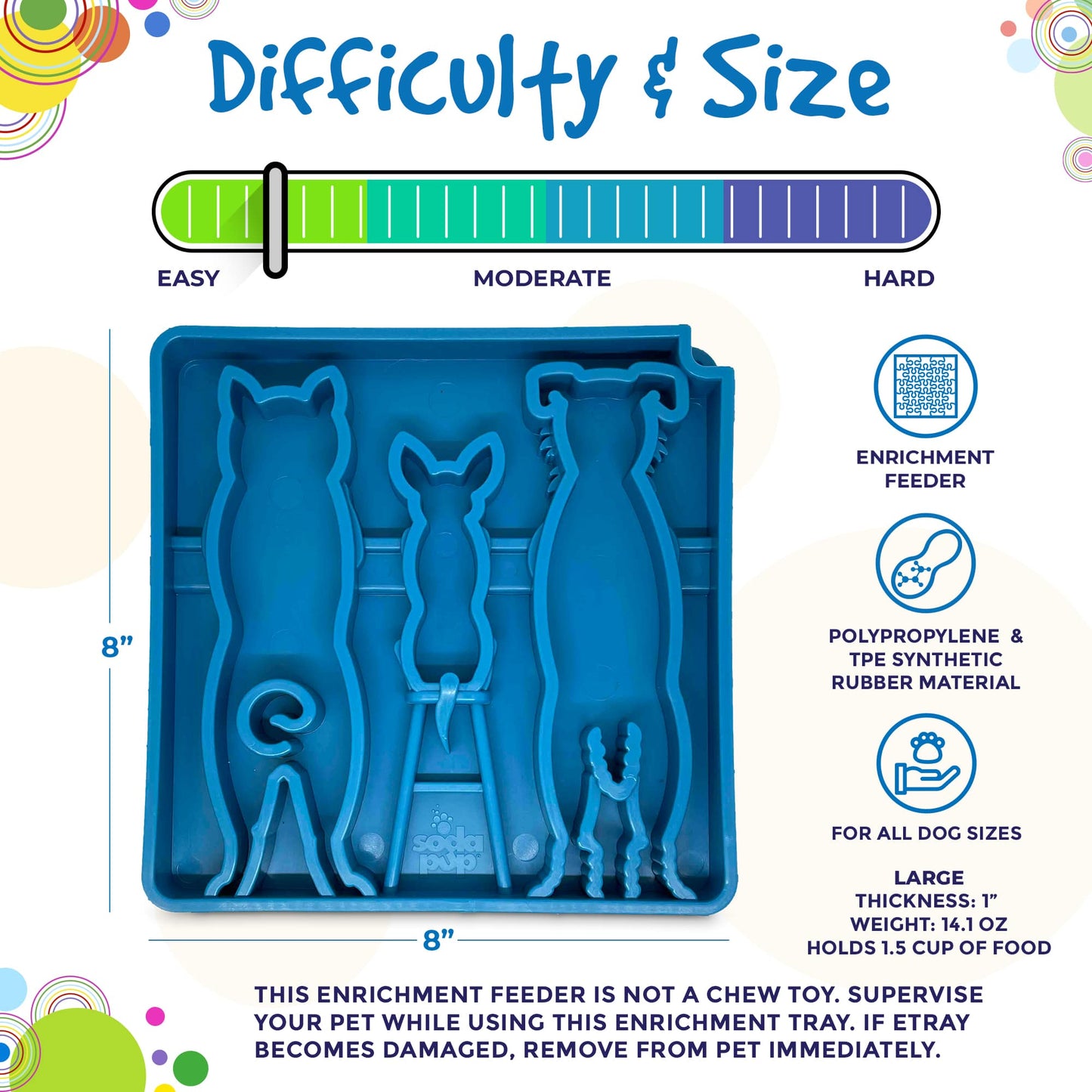 SodaPup Waiting Dogs eTray Shallow Slow Feeder Bowl Enrichment | USA Made