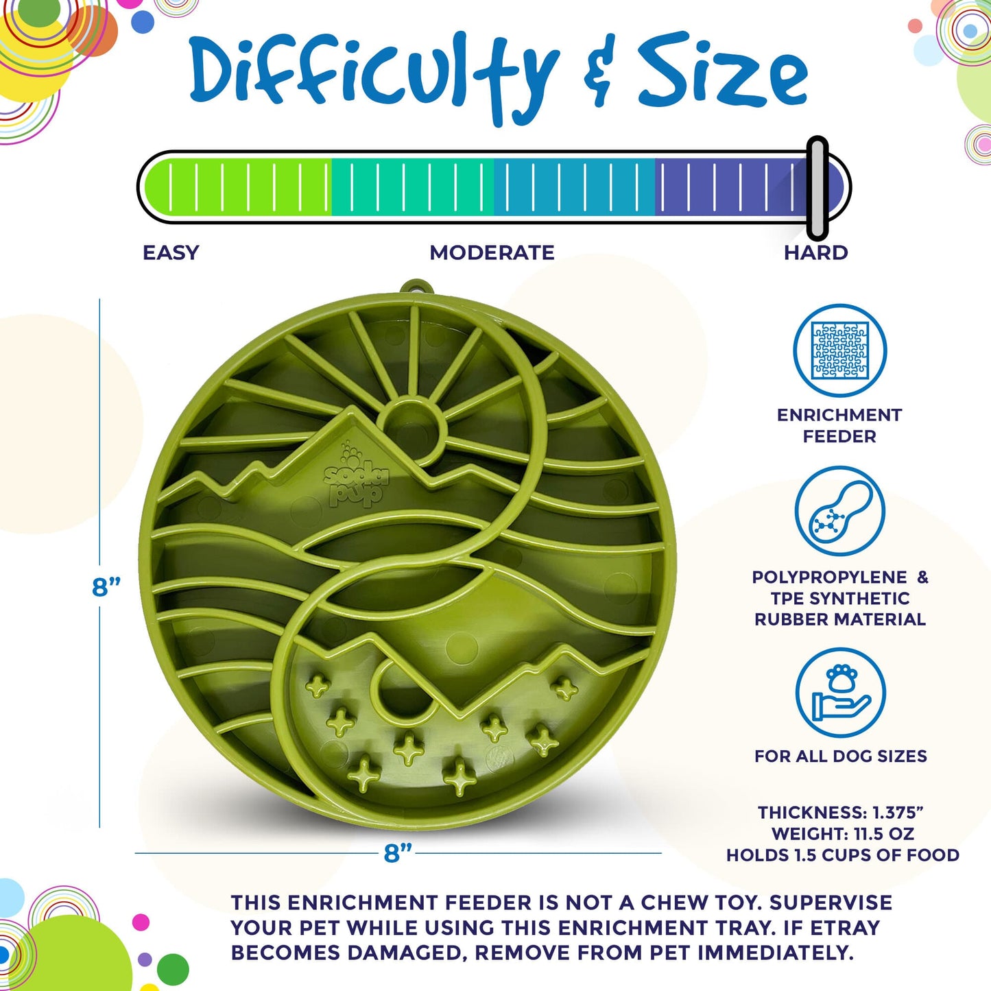 SodaPup Sun Moon eTray Shallow Slow Feeder Dog Bowl Enrichment | USA Made