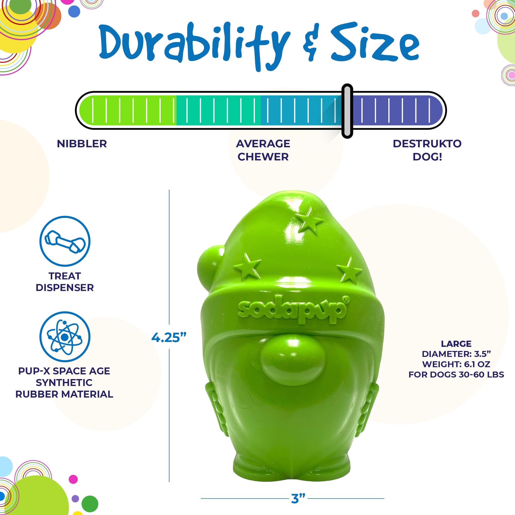 Gnome Durable PUP-X Rubber eDispenser Chew Toy & Treat Dispenser