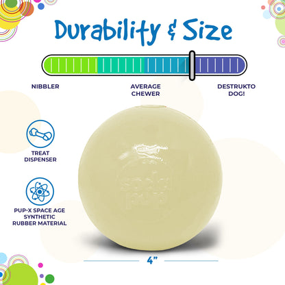 SodaPup 4" Glow-in-the-Dark Dog Ball Treat Dispenser & Water Toy | USA Made