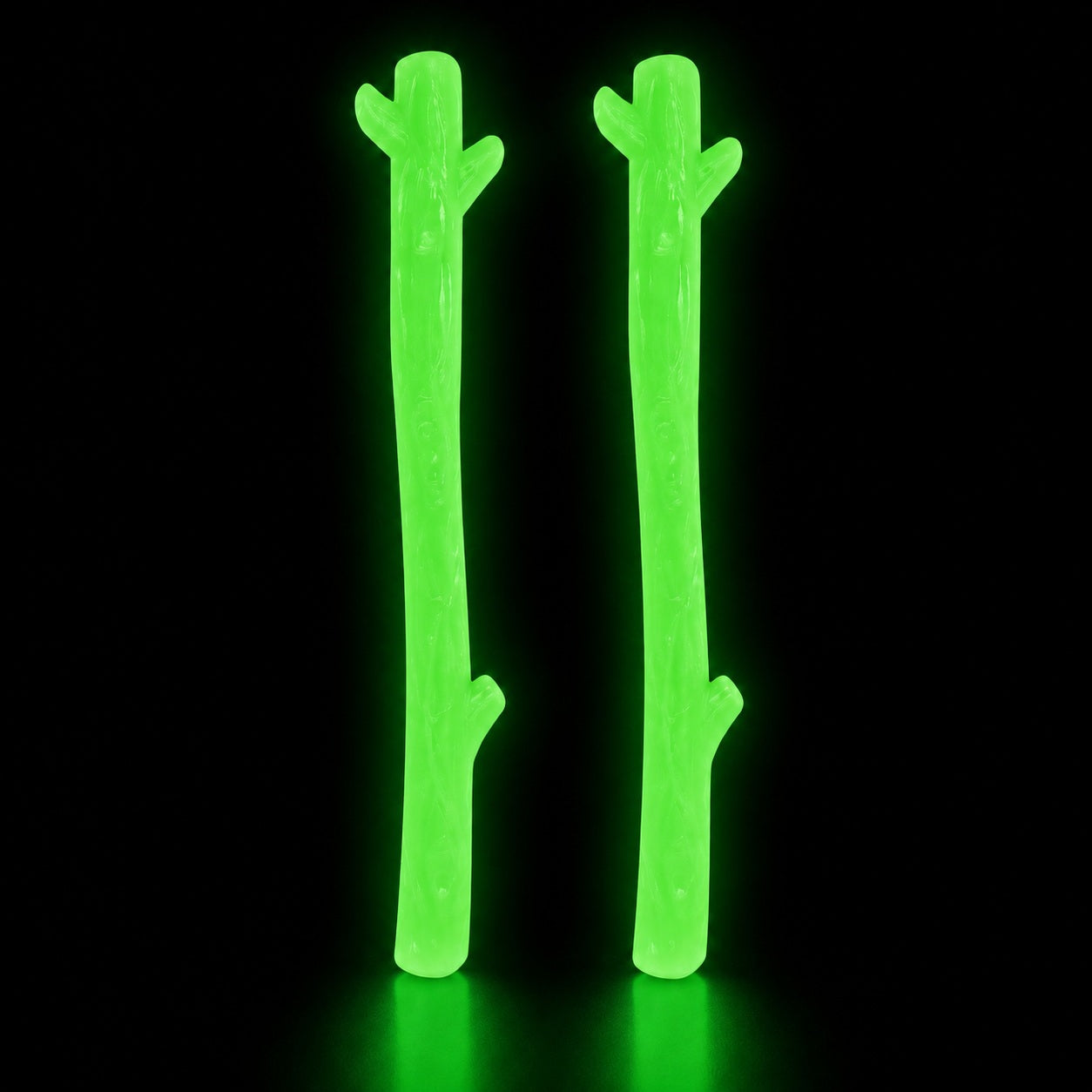 Glow in the Dark Dog Toy Bundle | Nylon Chew Stick + Rubber Retrieving Stick
