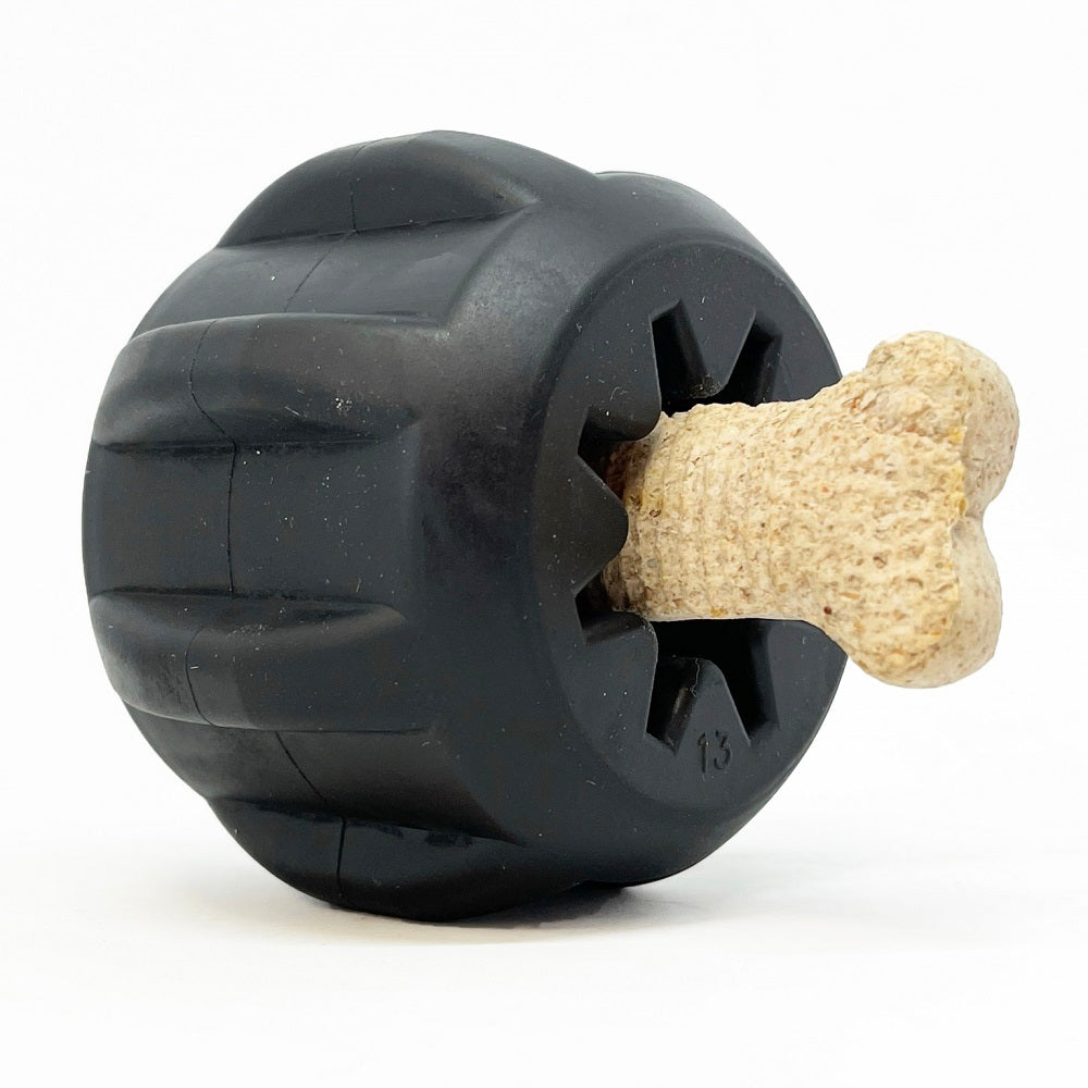 SodaPup Gear eDispenser Durable Rubber Yak Chew Holder & Treat Pocket | USA Made LARGE TOY BLACK