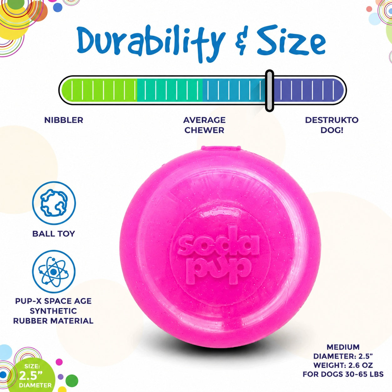 Pink & Blue Glitter Ball 2-Pack Dog Toy | Soft PUP-X Rubber Floating Fetch Ball with Treat Dispenser | USA Made (Copy)