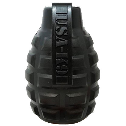 USA-K9 Grenade Shaped eDispenser Durable Dog Chew Toy & Treat Dispenser - Magnum Black - SodaPup/True Dogs, LLC