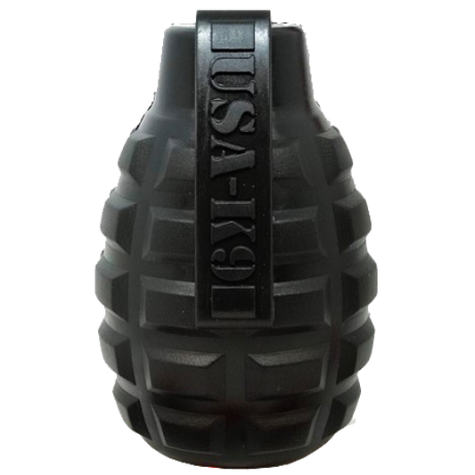 USA-K9 Grenade Shaped eDispenser Durable Dog Chew Toy & Treat Dispenser - Magnum Black
