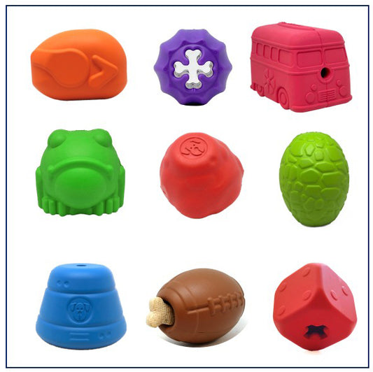 SodaPup Bulk Rubber Dog Chew Toys & Treat Dispensers Daycares | 10-Pack Cosmetic Seconds