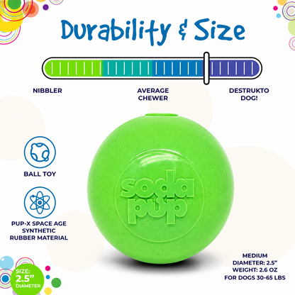 Glitter Ball  Dog Toy | Soft PUP-X Rubber Floating Fetch Ball with Treat Dispenser | USA Made - SodaPup/True Dogs, LLC