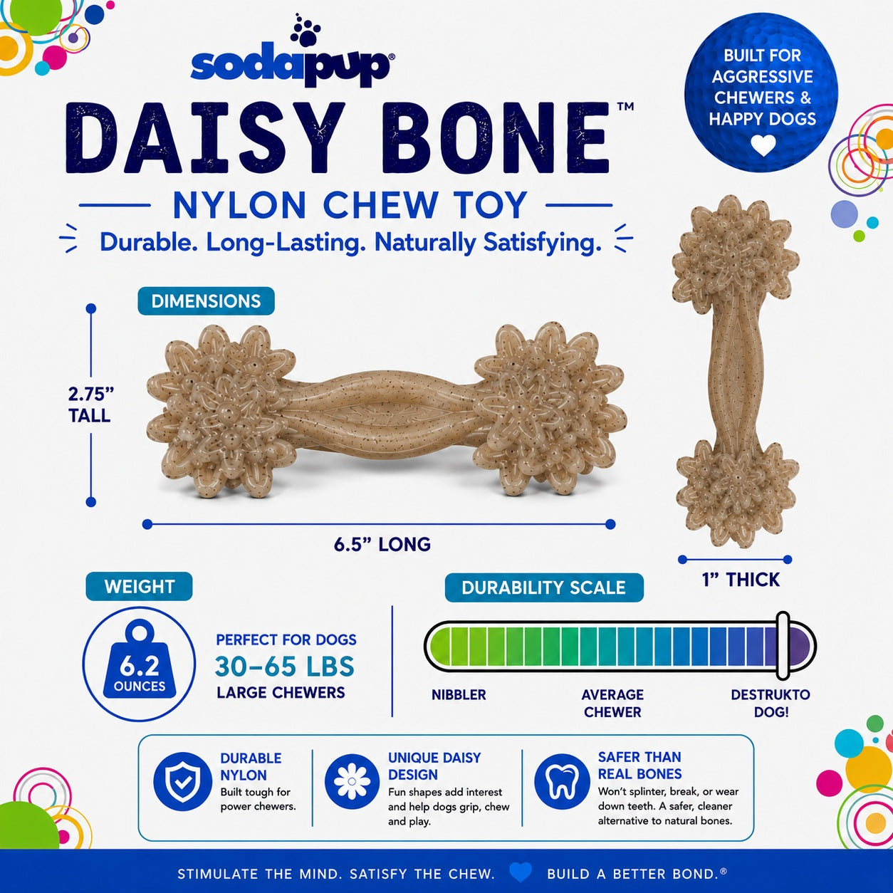 Daisy Bone Nylon Dog Toy for Aggressive Chewers | USA Made