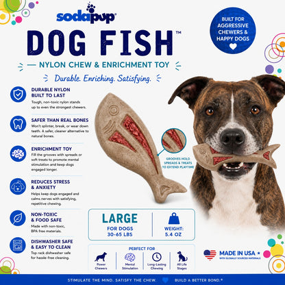 Dog Fish Nylon Dog Chew & Enrichment Toy | Ultra-Durable for Aggressive Chewers | SodaPup - SodaPup/True Dogs, LLC