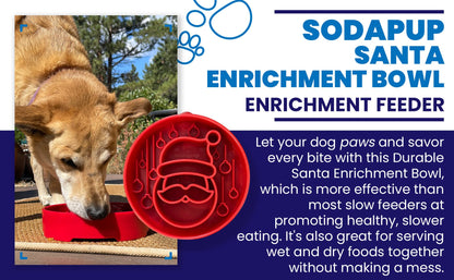 SodaPup Santa Christmas eBowl Deep Slow Feeder Dog Bowl Enrichment | USA Made