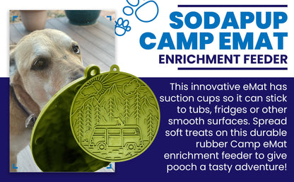 SodaPup Camp eMat Enrichment Lick Mat Dogs Cats Suction Cups | Retro Van Design USA Made