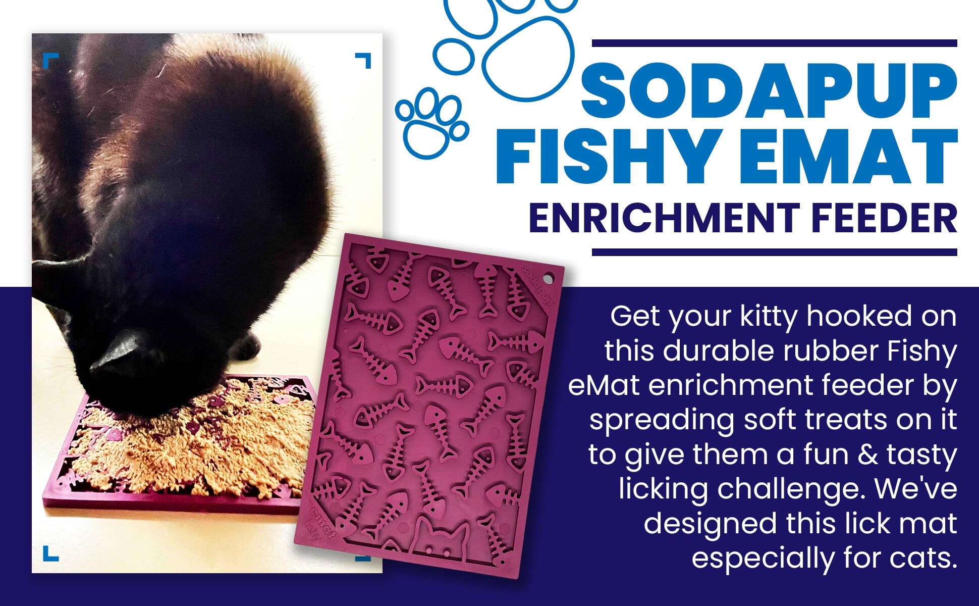 SodaPup Fishy emat Small Enrichment Lick Mat Dogs Cats |