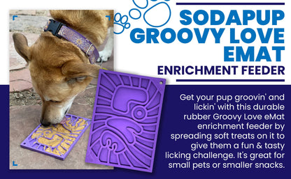 SodaPup Groovy Love eMat Small Enrichment Lick Mat| Retro Peace & Design |