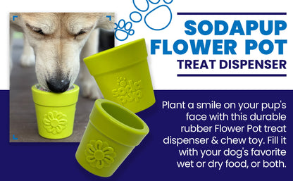SodaPup Large Flower Pot eCup Dog Treat Dispenser | Durable USA-Made Enrichment Toy