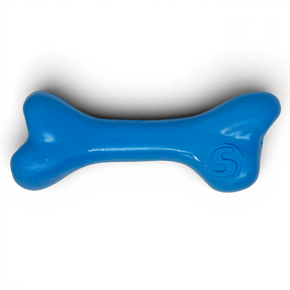 rubber bone chew toy on white background