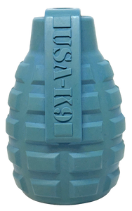 USA-K9 Grenade eDispenser Durable Rubber Chew Toy & Treat Dispenser - Steel Blue