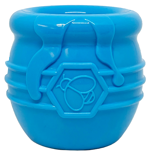SodaPup Honey Pot Dog eCup Treat Dispenser | Durable PUP-X Rubber Enrichment Toy USA Made XL Blue