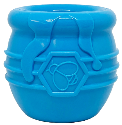 SodaPup Honey Pot Dog eCup Treat Dispenser | Durable PUP-X Rubber Enrichment Toy USA Made XL Blue
