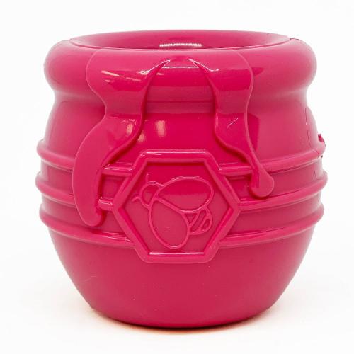 SodaPup Honey Pot Dog eCup Treat Dispenser | Durable PUP-X Rubber Enrichment Toy USA Made XL Pink