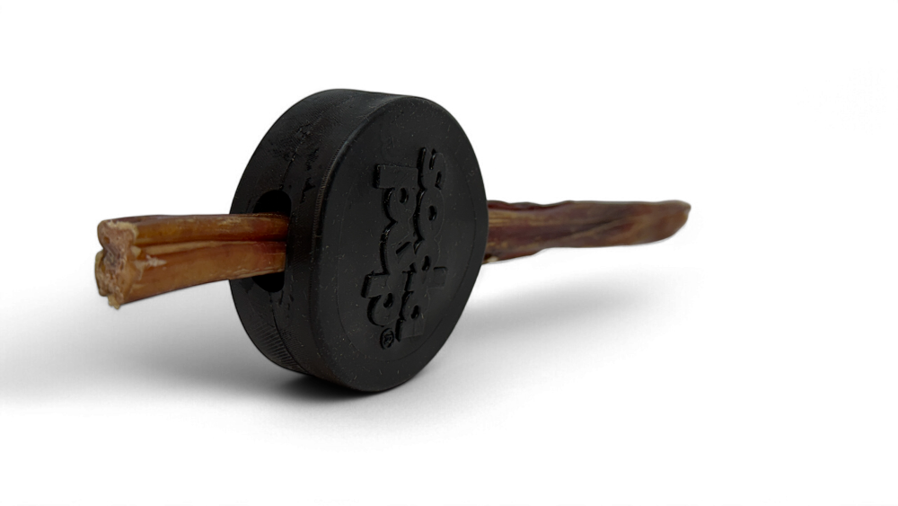 SodaPup Hockey Puck Bully Stick Holder Durable Rubber Treat & Chew Toy USA