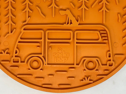 SodaPup Camp eMat Enrichment Lick Mat Dogs Cats Suction Cups | Retro Van Design USA Made