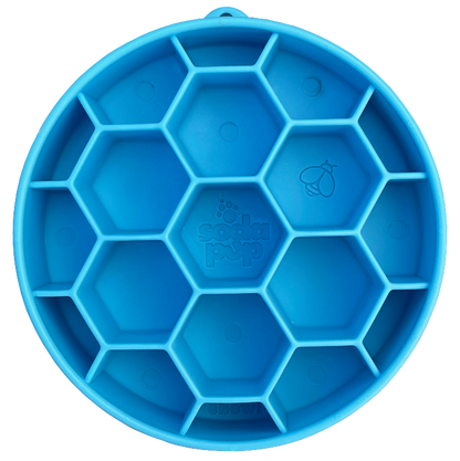 SodaPup Honeycomb eBowl Deep Slow Feeder Dog Bowl Enrichment | USA Made blue