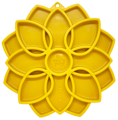 SodaPup Mandala eTray Shallow Slow Feeder Dog Bowl Enrichment | USA Made Yellow