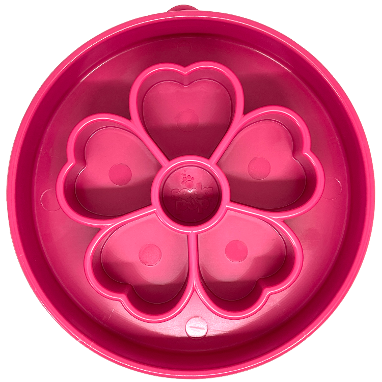 SodaPup Flower eBowl Deep Slow Feeder Dog Bowl Enrichment | USA Made Pink
