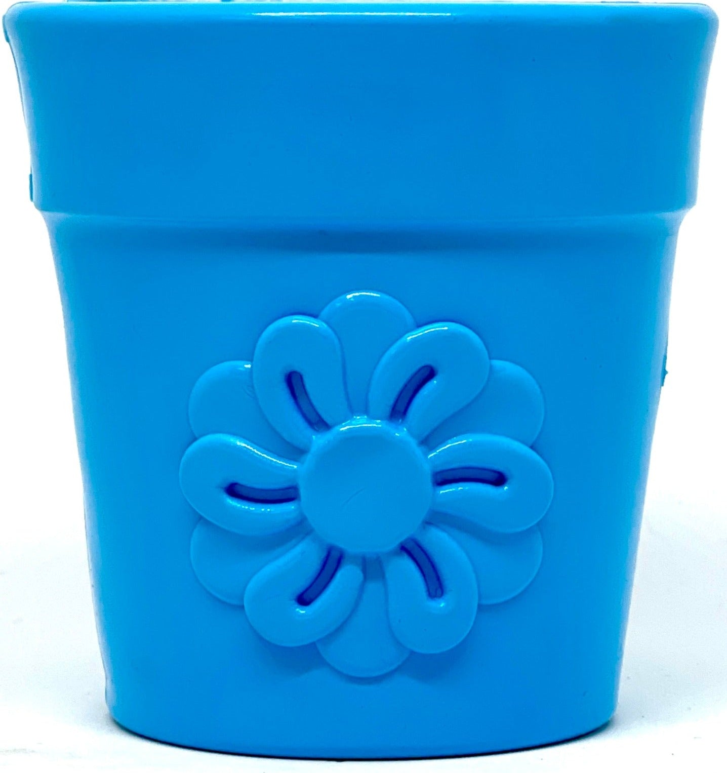 SodaPup Large Flower Pot eCup Dog Treat Dispenser | Durable USA-Made Enrichment Toy Blue