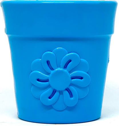 SodaPup Large Flower Pot eCup Dog Treat Dispenser | Durable USA-Made Enrichment Toy Blue