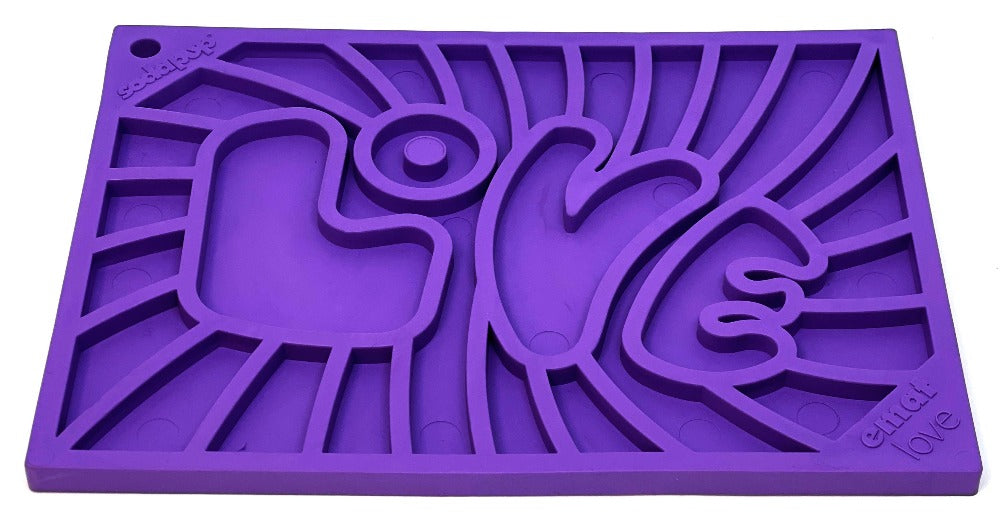 Groovy Love eMat - Small Enrichment Lick Mat| Retro Peace & Love
